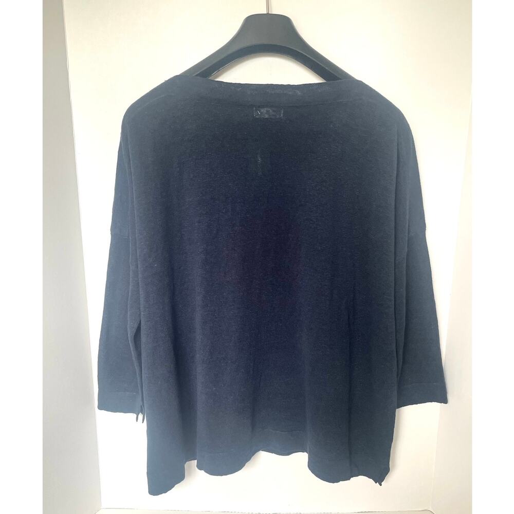 Naïf Linen Boat Neck Sweater Womens Large Blue Long Sleeve Relaxed Fit - Picture 8 of 12